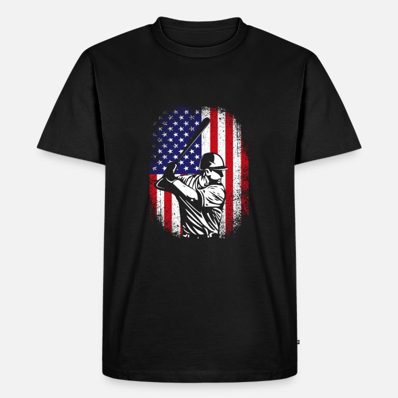 Baseball USA - Männer Premium Bio T-Shirt - Schwarz