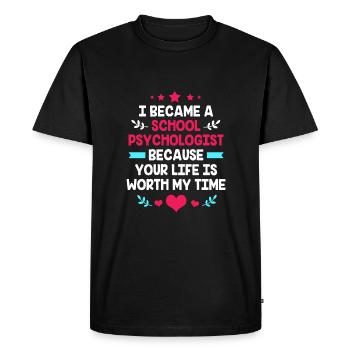 Psychologue scolaire, psychologue, psychothérapeute - T-shirt Premium bio Homme - noir - Devant - Nico (187cm)