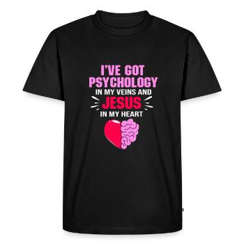 Psychologue scolaire, psychologue, psychothérapeute - T-shirt Premium bio Homme - noir - Devant - Nico (187cm)
