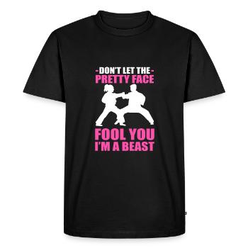Karate Self-Defense - Men's Premium Organic T-Shirt - black - Front - Nico (187cm)