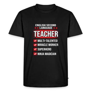 Professeur d’anglais Professeur d’anglais - T-shirt Premium bio Homme - noir - Devant - Nico (187cm)