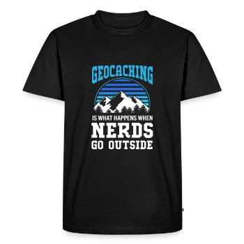 Géocaching Géocache Géocacher - T-shirt Premium bio Homme - noir - Devant - Nico (187cm)