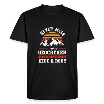 Géocaching Géocache Géocacher - T-shirt Premium bio Homme - noir - Devant - Nico (187cm)