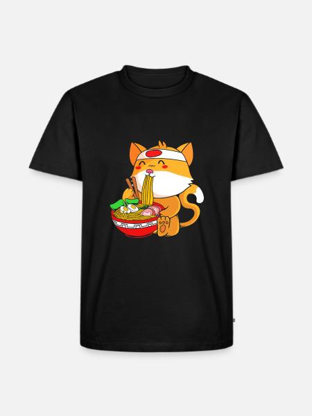 Maneki Neko Japan Glücksbringer - Männer Premium Bio T-Shirt - Schwarz
