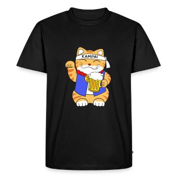 Porte-bonheur Maneki Neko Japon - T-shirt Premium bio Homme - noir - Devant - Nico (187cm)