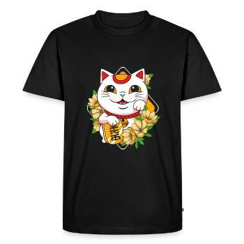 Porte-bonheur Maneki Neko Japon - T-shirt Premium bio Homme - noir - Devant - Nico (187cm)