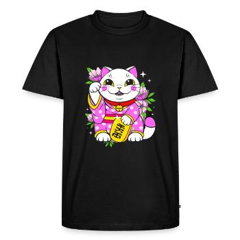Porte-bonheur Maneki Neko Japon - T-shirt Premium bio Homme - noir - Devant - Nico (187cm)