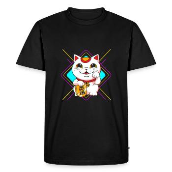 Porte-bonheur Maneki Neko Japon - T-shirt Premium bio Homme - noir - Devant - Nico (187cm)