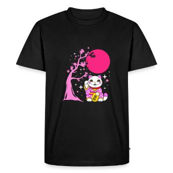 Porte-bonheur Maneki Neko Japon - T-shirt Premium bio Homme - noir - Devant - Nico (187cm)