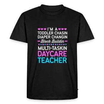 Garderie Éducateur Éducateur - T-shirt Premium bio Homme - noir - Devant - Nico (187cm)