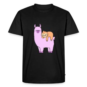 Sloth, Laziness, Lazy, Morning Grouch, Llama - Men's Premium Organic T-Shirt - black - Front - Nico (187cm)