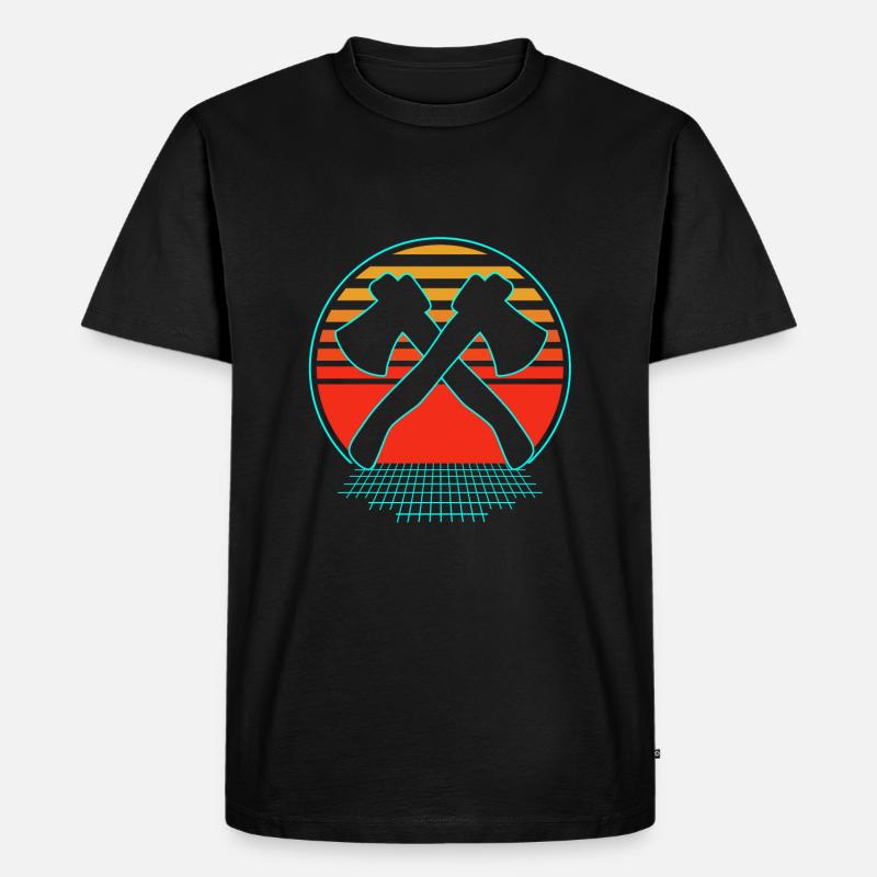 Axt Werfen - Männer Premium Bio T-Shirt - Schwarz