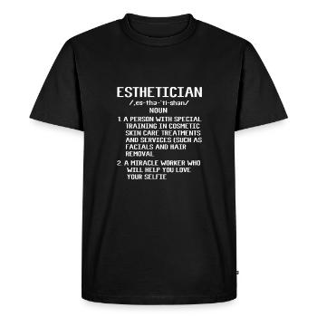 Maquillage esthéticienne - T-shirt Premium bio Homme - noir - Devant - Nico (187cm)