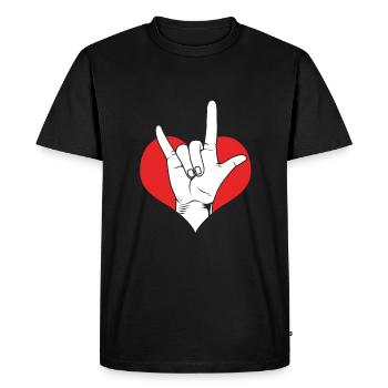 Sign language sign ASL deaf - Men's Premium Organic T-Shirt - black - Front - Nico (187cm)