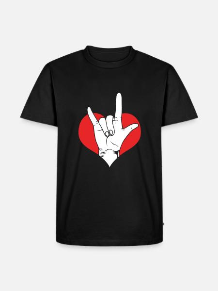 Sign language sign ASL deaf - Men's Premium Organic T-Shirt - black