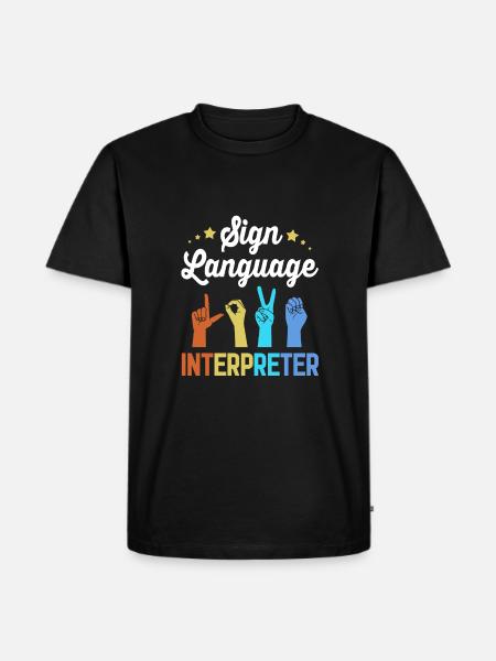 Sign language sign ASL deaf - Men's Premium Organic T-Shirt - black