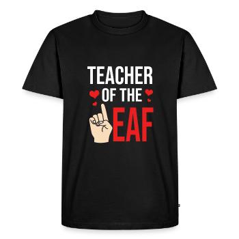 Langue des signes Enseignant sourd ASL - T-shirt Premium bio Homme - noir - Devant - Nico (187cm)