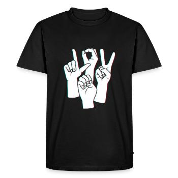 Sign language sign ASL deaf - Men's Premium Organic T-Shirt - black - Front - Nico (187cm)