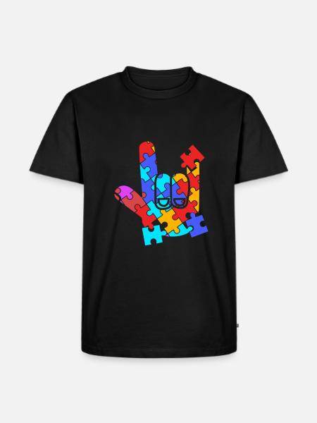 Sign language sign ASL deaf - Men's Premium Organic T-Shirt - black