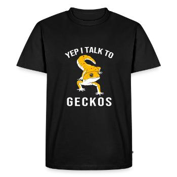 Gecko léopard - T-shirt Premium bio Homme - noir - Devant - Nico (187cm)