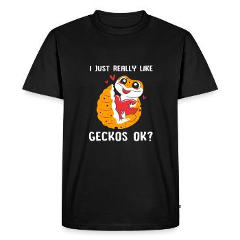 Gecko léopard - T-shirt Premium bio Homme - noir - Devant - Nico (187cm)