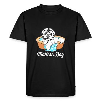 Maltese Dog - Men's Premium Organic T-Shirt - black - Front - Nico (187cm)