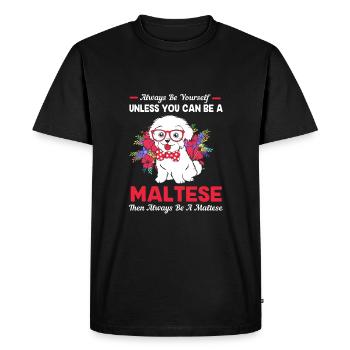 Maltese Dog - Men's Premium Organic T-Shirt - black - Front - Nico (187cm)
