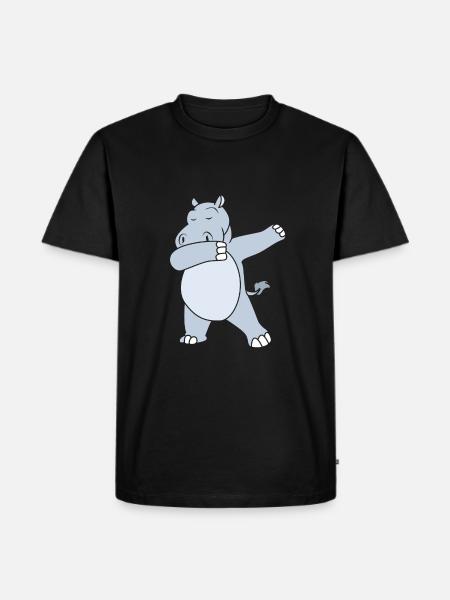 Nilpferd - Männer Premium Bio T-Shirt - Schwarz