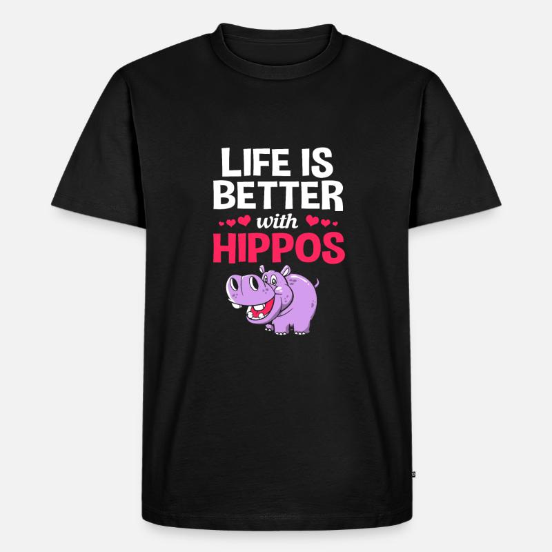 Nilpferd - Männer Premium Bio T-Shirt - Schwarz