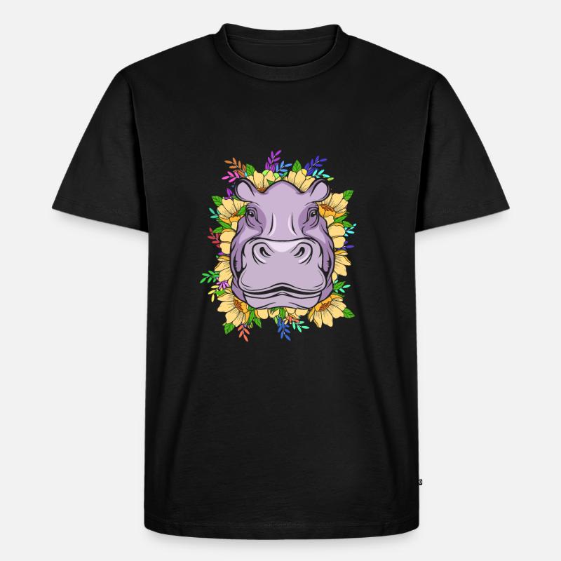 Nilpferd - Männer Premium Bio T-Shirt - Schwarz