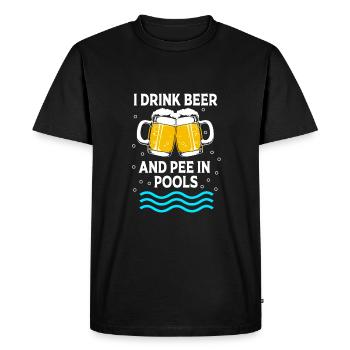 Fête à la piscine - T-shirt Premium bio Homme - noir - Devant - Nico (187cm)