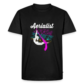 Yoga aérien Air Yoga - T-shirt Premium bio Homme - noir - Devant - Nico (187cm)