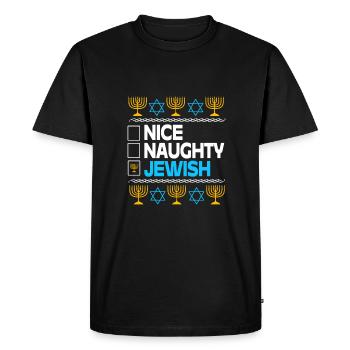 Hanoucca - T-shirt Premium bio Homme - noir - Devant - Nico (187cm)