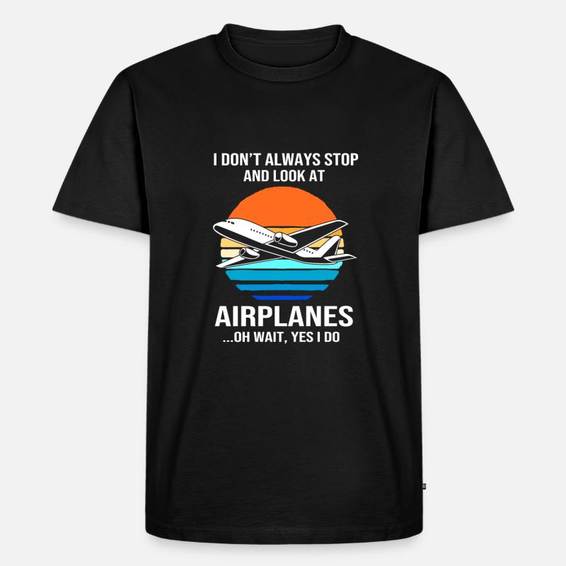 Pilot Flugzeug - Männer Premium Bio T-Shirt - Schwarz