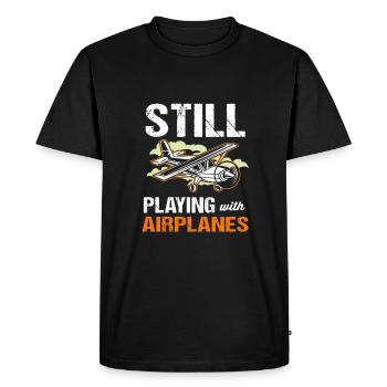 Pilote d’avion - T-shirt Premium bio Homme - noir - Devant - Nico (187cm)