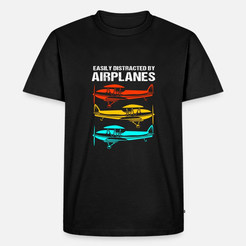 Pilot Flugzeug - Männer Premium Bio T-Shirt - Schwarz