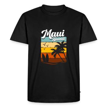 Maui Hawaï Hawaïen - T-shirt Premium bio Homme - noir - Devant - Nico (187cm)