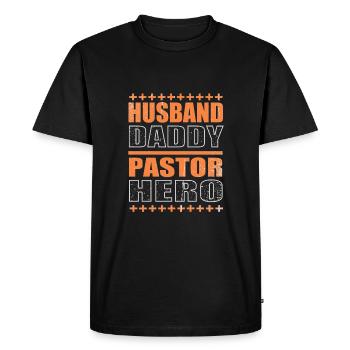 Pastor - Men's Premium Organic T-Shirt - black - Front - Nico (187cm)