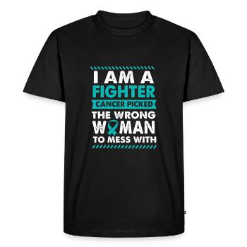 Cancer de l’ovaire Cancer survivant Cancer - T-shirt Premium bio Homme - noir - Devant - Nico (187cm)