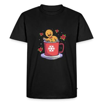 bonhomme en pain d’épice Coeur en pain d’épice Snacking en pain d’épice - T-shirt Premium bio Homme - noir - Devant - Nico (187cm)