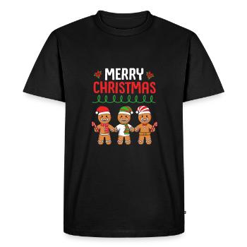 bonhomme en pain d’épice Coeur en pain d’épice Snacking en pain d’épice - T-shirt Premium bio Homme - noir - Devant - Nico (187cm)