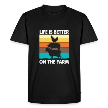 Agriculteur Fermier Femme d’agriculteur Ferme - T-shirt Premium bio Homme - noir - Devant - Nico (187cm)