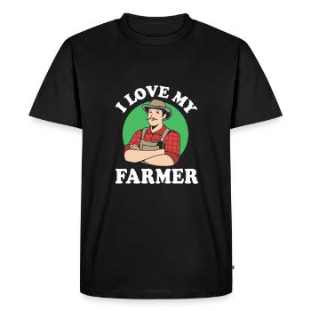 Agriculteur Fermier Femme d’agriculteur Ferme - T-shirt Premium bio Homme - noir - Devant - Nico (187cm)