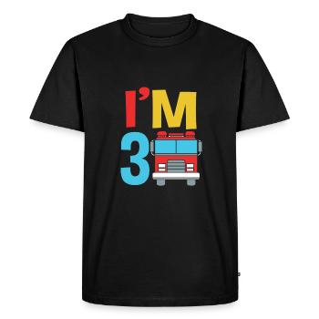 Fête d'anniversaire pour enfants avec un camion de pompiers - T-shirt Premium bio Homme - noir - Devant - Nico (187cm)