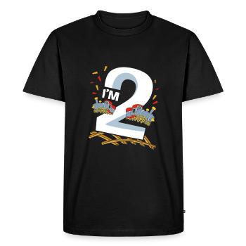 Anniversaire des enfants Train Train Conducteur Locomotive - T-shirt Premium bio Homme - noir - Devant - Nico (187cm)