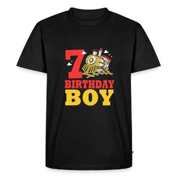 Anniversaire des enfants Train Train Conducteur Locomotive - T-shirt Premium bio Homme - noir - Devant - Nico (187cm)