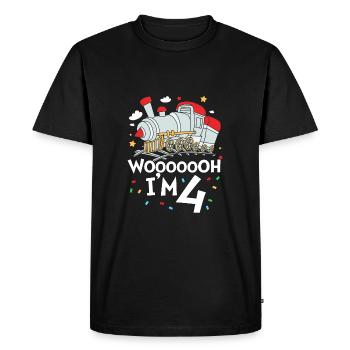 Anniversaire des enfants Train Train Conducteur Locomotive - T-shirt Premium bio Homme - noir - Devant - Nico (187cm)
