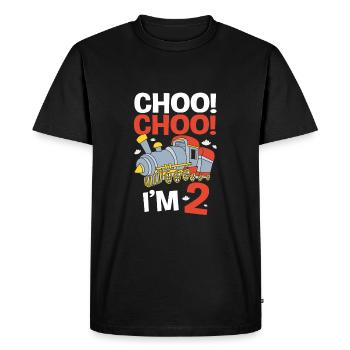 Anniversaire des enfants Train Train Conducteur Locomotive - T-shirt Premium bio Homme - noir - Devant - Nico (187cm)