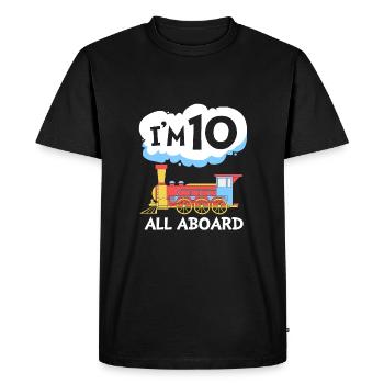 Anniversaire des enfants Train Train Conducteur Locomotive - T-shirt Premium bio Homme - noir - Devant - Nico (187cm)