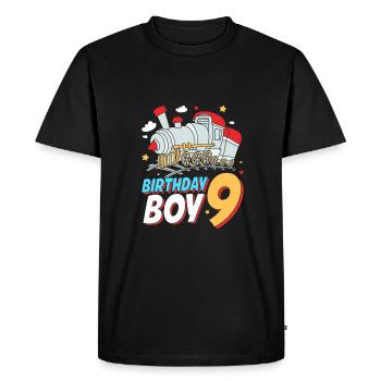 Anniversaire des enfants Train Train Conducteur Locomotive - T-shirt Premium bio Homme - noir - Devant - Nico (187cm)